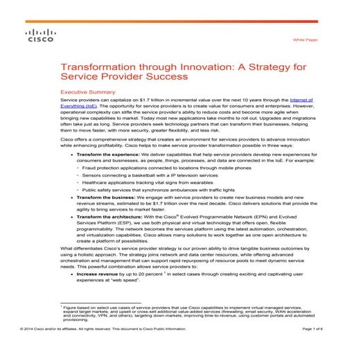 Transformation Through Innovation: A Strategy For Service Provider Success