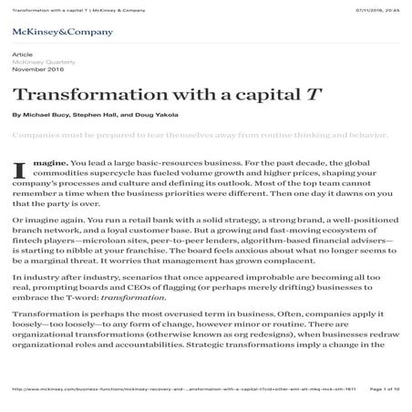 Transformation with a capital t  mc kinsey &amp; company