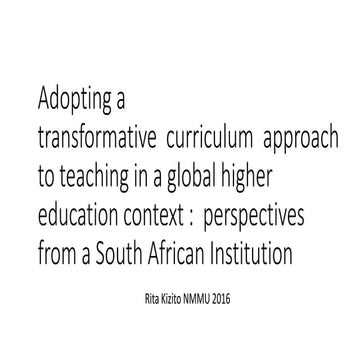 Transformative curriculum rita 2016