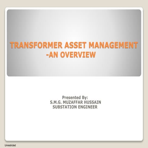 Transformer asset management