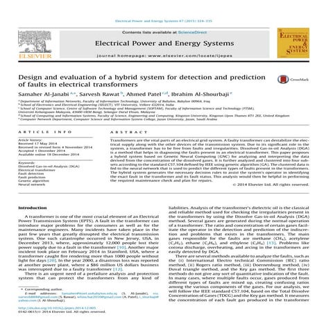 Fault diagnosis in transformers