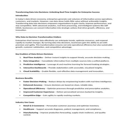Transforming Data into Decisions Success