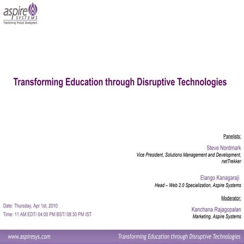 Transforming Education through Disruptive Technologies