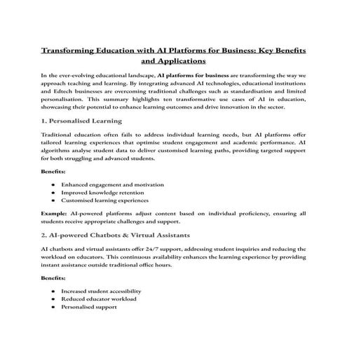 Transforming Education: The Role of AI for Teachers | PDF