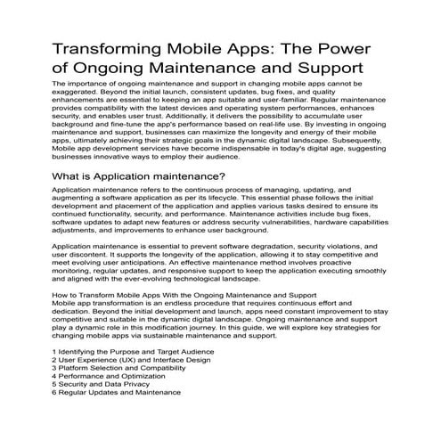 Transforming Mobile Apps_ The Power of Ongoing Maintenance and Support.pdf