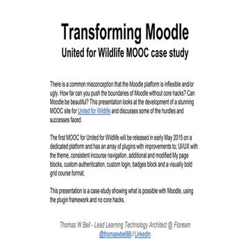Transforming Moodle - United for Wildlife Implementation Case Study