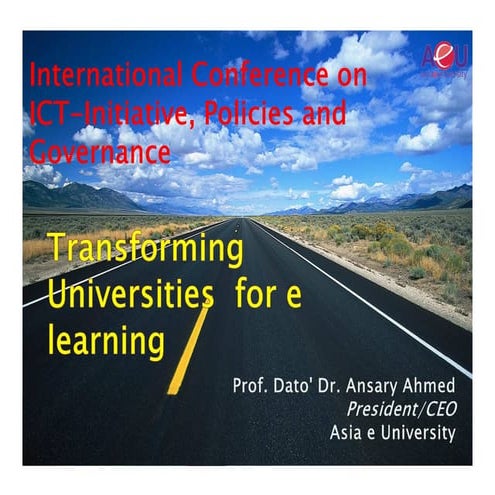 Transforming Universities  for e-learning