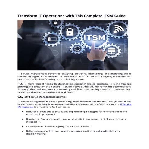 Transform IT Operations with This Complete ITSM Guide