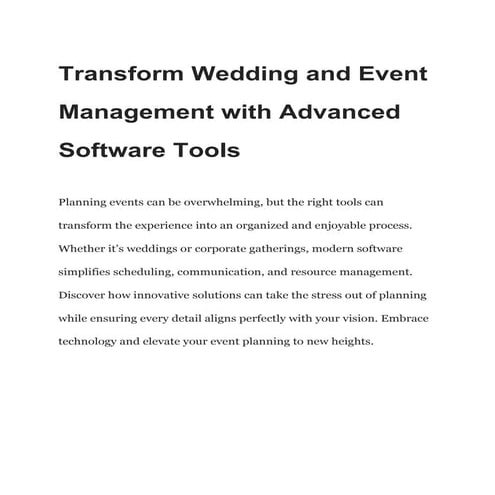 Transform Wedding and Event Management with Advanced Software Tools