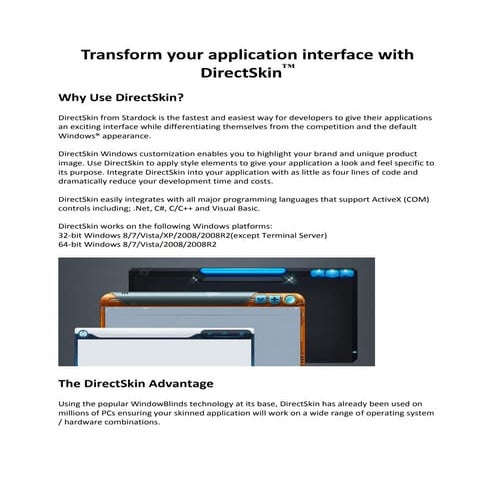 Transform your application interface with direct skin