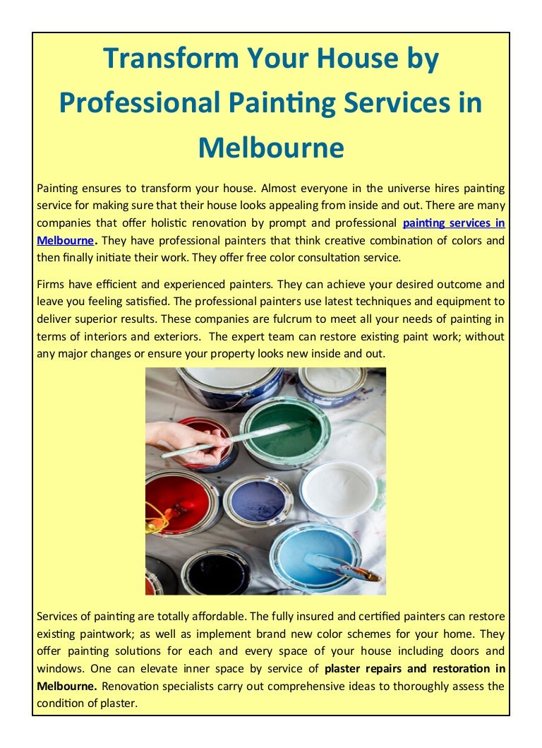Transform your house by professional painting services in melbourne