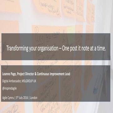 Transform your organisation, one post it note at a time 