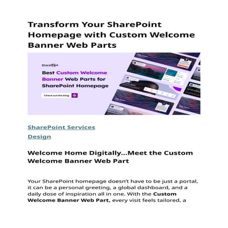 Transform Your SharePoint Homepage with Custom Welcome Banner Web Parts.docx