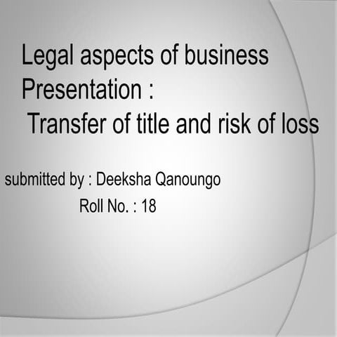 Transfer of title and risk of loss