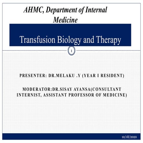 Transfusion Biology and therapy