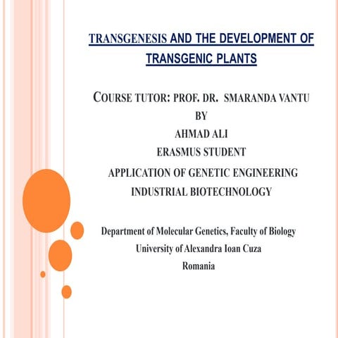 Tarns-genesis and development of transgenic plant
