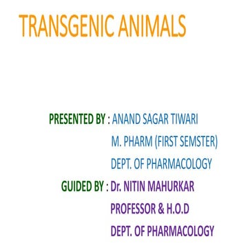 TRANSGENIC ANIMALS