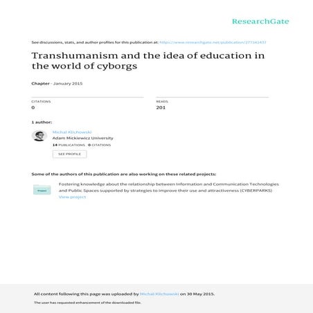 Transhumanism and the idea of education in the world of cyborgs. Michal Klich...