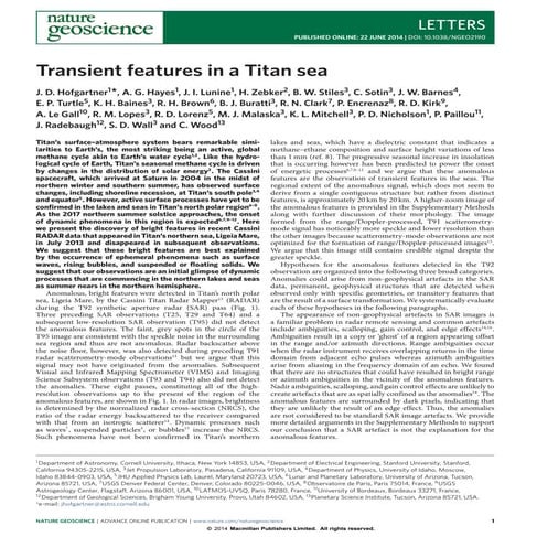 Transient features in_a_titan_sea