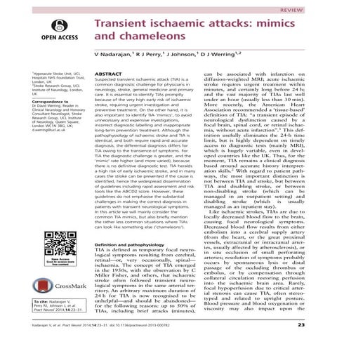 Transient ischaemic attacks mimics and chameleons