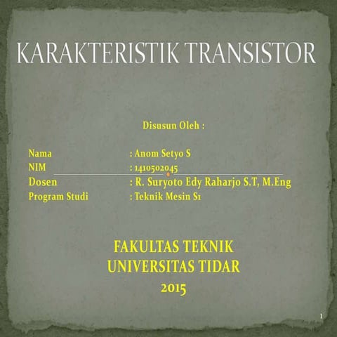 Karakteristik Transistor