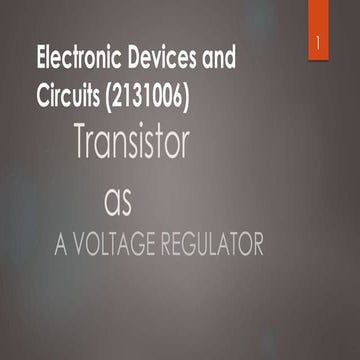 Transistor as a voltage regulation