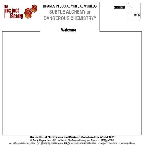 Brands in Social Virtual Worlds - Subtle Alchemy or Dangerous Chemistry?