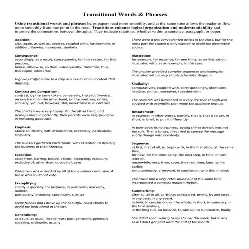 Transitional words | DOCX