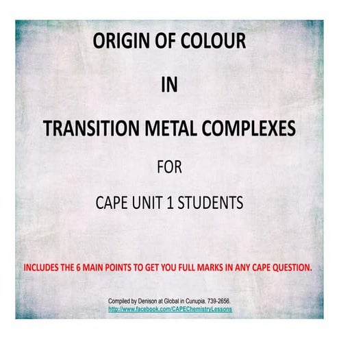 Transition Elements - Origin Of Colour