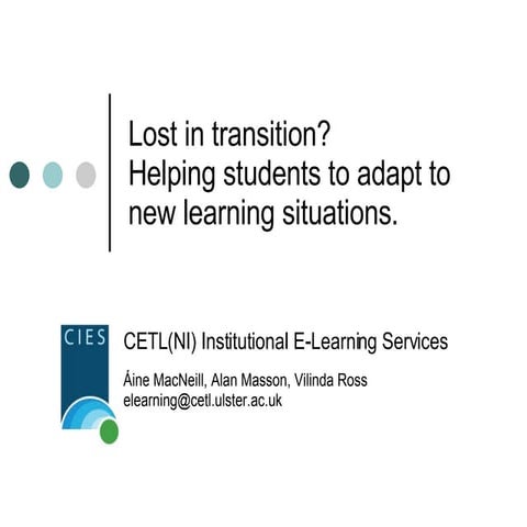 Lost in transition - Helping students to adapt to new learning situations