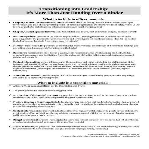 Transitioning into Leadership