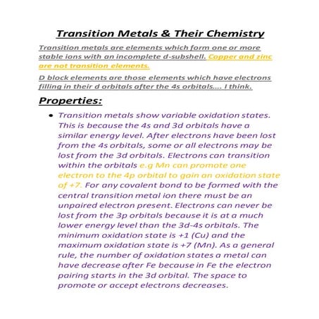 Transition metals