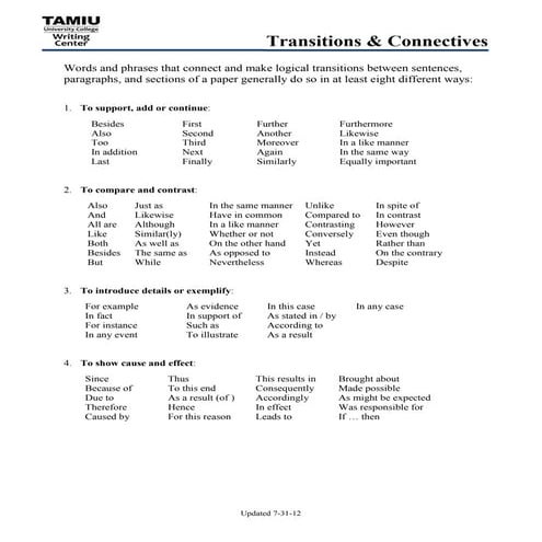 Transitionsand connectives