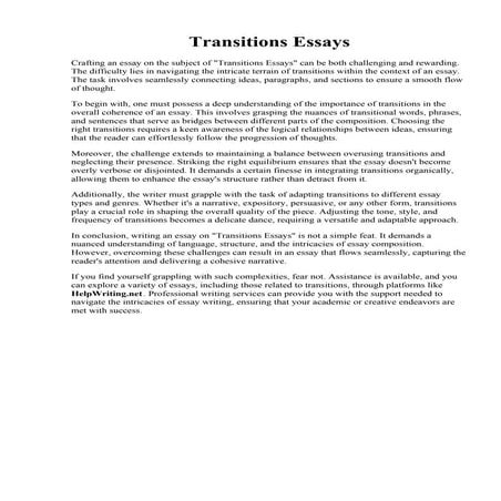 Transitions Essays