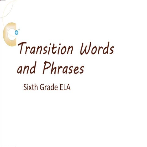 transition words notes.ppt