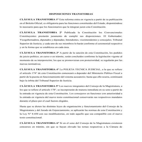 Cláusulas transitorias de la reformada Constitución de La Rioja