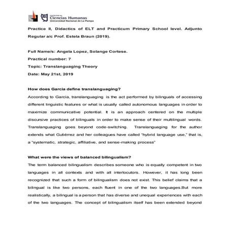 Translanguaging theory. questionnaire. 