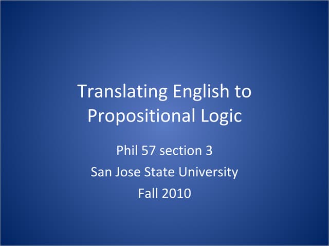 Translating English to Propositional Logic