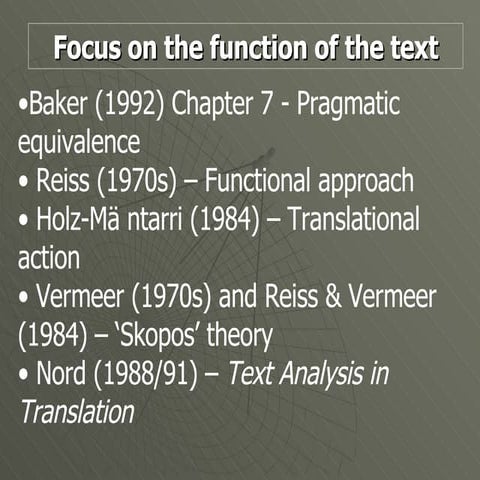 Translation, Function Of The Text