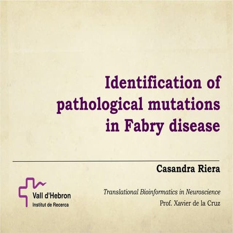 Translational bioinformatics at VHIR: Understanding molecular damage in Fabry...