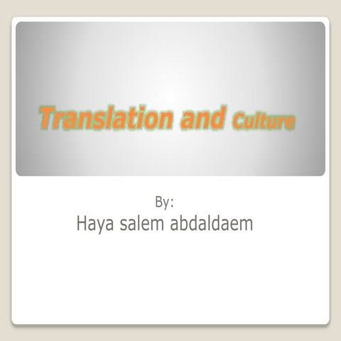 Translation and culture