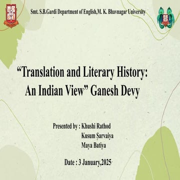 “Translation and Literary History_ An Indian View” Ganesh Devy.