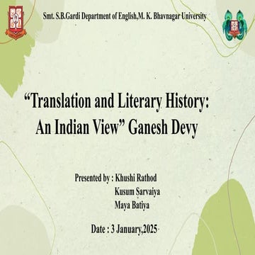 “Translation and Literary History_ An Indian View” Ganesh Devy