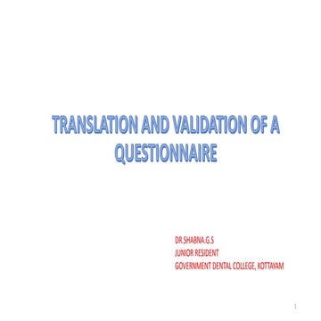 Translation and validation of a questionnaire seminar