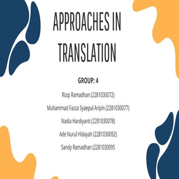 TRANSLATION (approaches in translation).