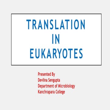 Translation in Prokaryotes and Eukaryotes | PDF