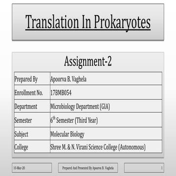 Translation in prokaryotes
