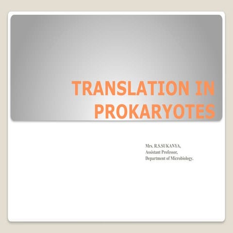 Translation in prokaryotes | PPTX