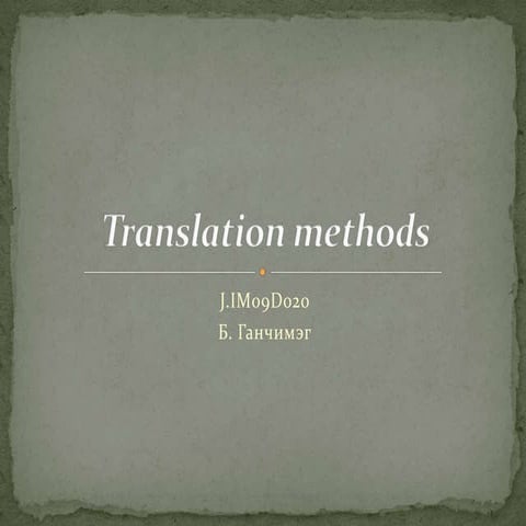 Translation methods