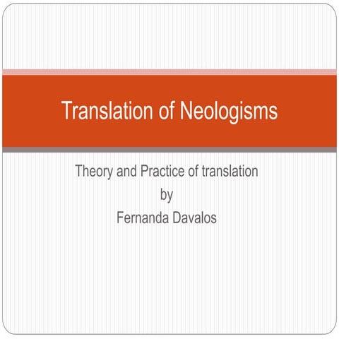 Translation of neologisms